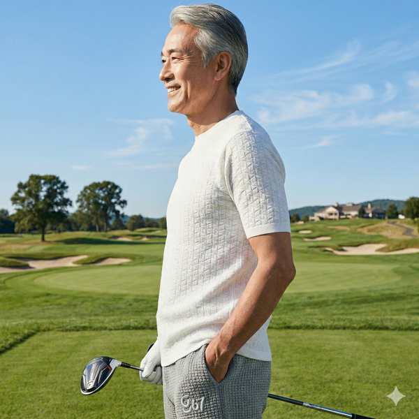 ディアマンテジャガード 半袖 クルーネック ニットT 150705