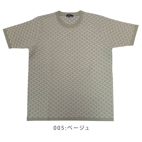 ディアマンテジャガード 半袖 クルーネック ニットT 150705