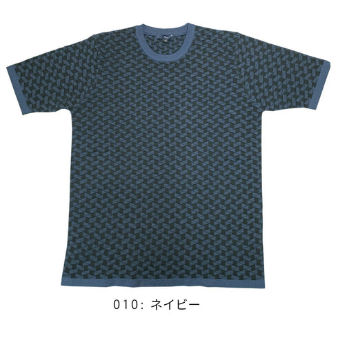 ディアマンテジャガード 半袖 クルーネック ニットT 150705