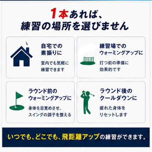 トライスイングトレーナー|1本3役の飛距離UP棒