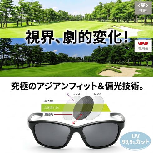 偏光オーバーサングラス ブラック/偏光スモーク AFOS13