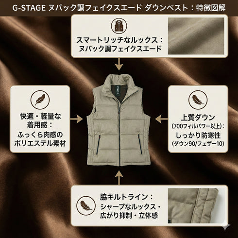 ヌバック調 スエード ダウンベスト アウター 240406