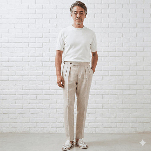 【ファッション誌掲載】清涼 リネンルック 半袖Tシャツ ニットソー カットソー クルーネック 150701