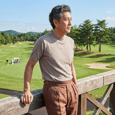 【ファッション誌掲載】清涼 リネンルック 半袖Tシャツ ニットソー カットソー クルーネック 150701